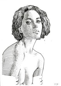 portrait ink drawing of a woman – original handmade artwork by Dario Moschetta
