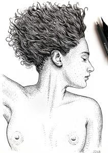fine nude line drawing of a woman – original ink on paper by Dario Moschetta