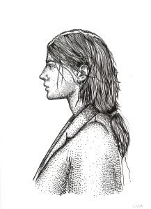 black ink profile drawing for sale by Dario Moschetta titled Warm Gaze