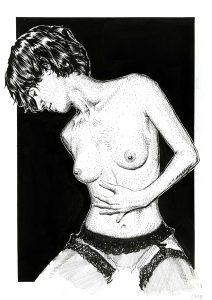 nude ink drawing – Laced Nude by Dario Moschetta
