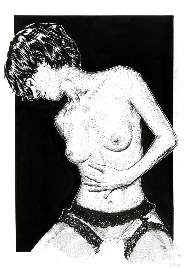 nude ink drawing – Laced Nude by Dario Moschetta