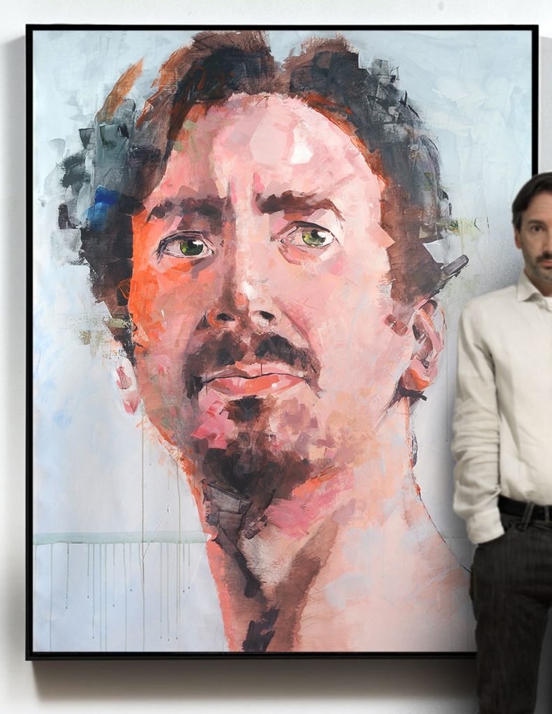 large acrylic portrait painting – Selfportrait 2014 by Dario Moschetta