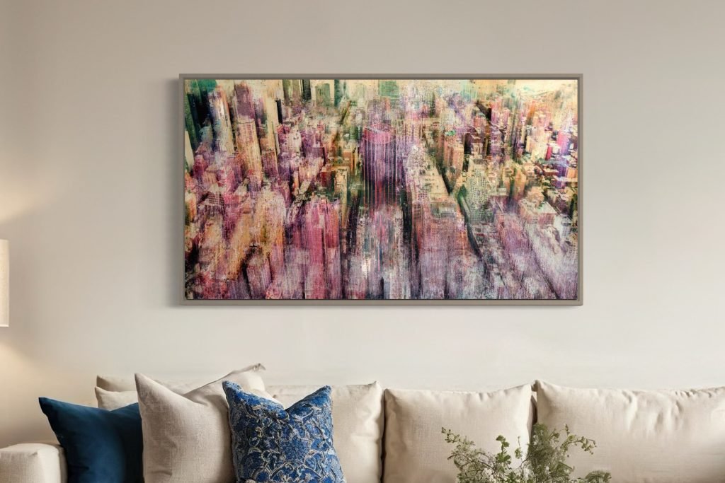 New York cityscape mixed media painting by Dario Moschetta, 2024