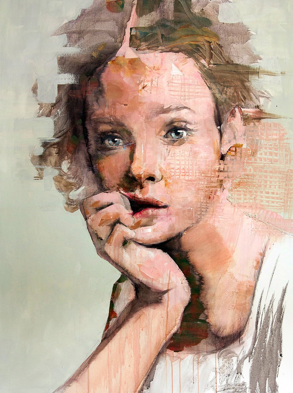 Acrylic portrait painting by Dario Moschetta – canvas artwork with emotional impact“ emotional expression