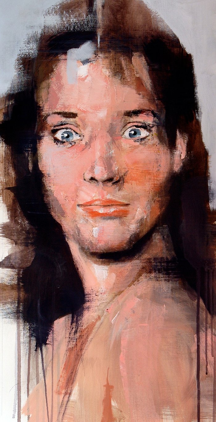Mixed media portrait painting – acrylic and pastel on canvas by Dario Moschetta“ emotionaler Ausdruck