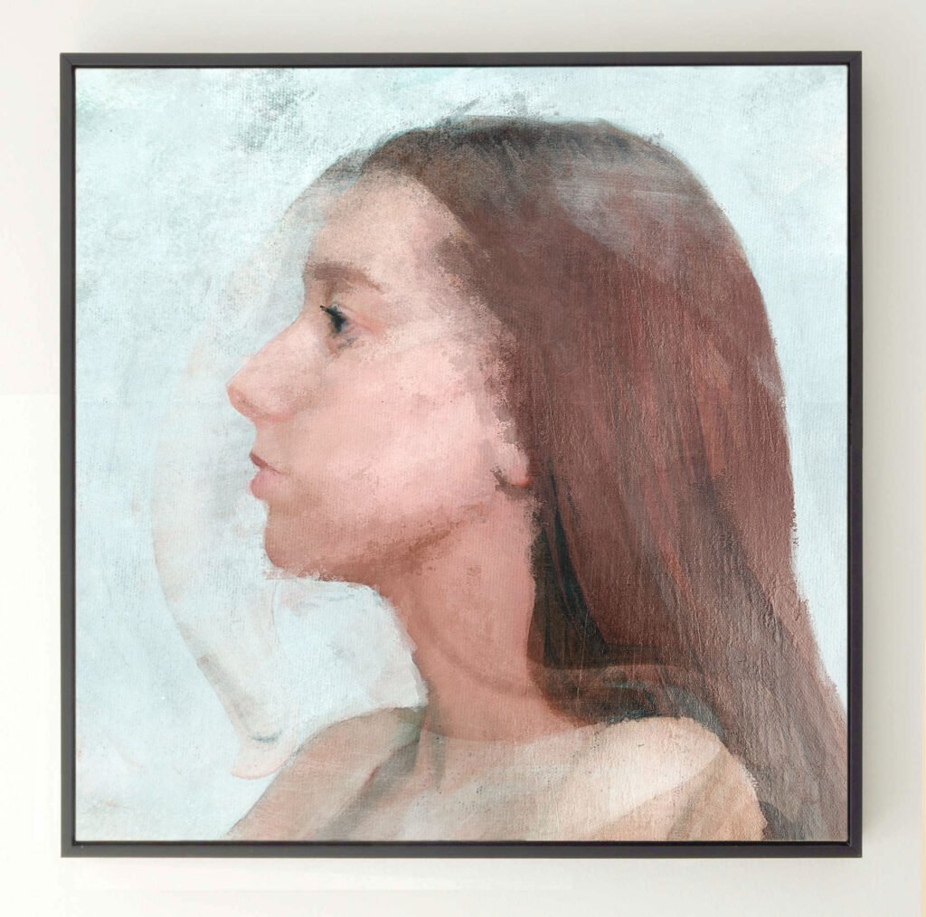 soft light female portrait painting – Sustainable Gaze by Dario Moschetta