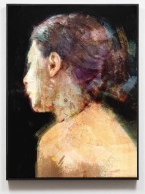 Elegant mixed-media portrait by Dario Moschetta, featuring rich textures and subtle colors. A striking piece for contemporary interiors