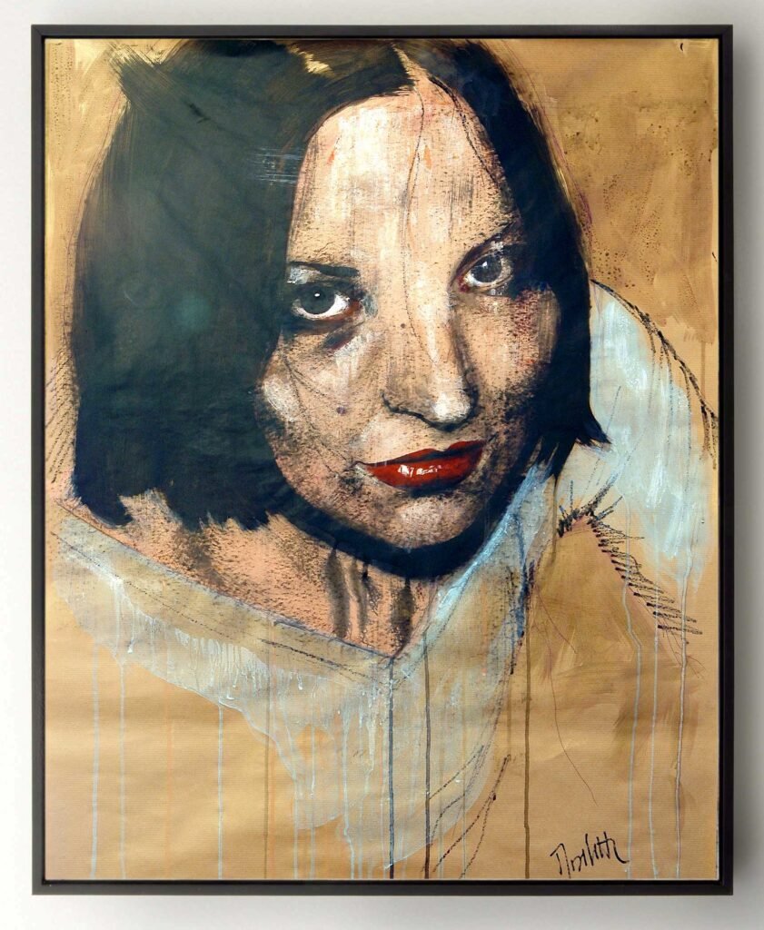 Original portrait painting for sale – figurative acrylic artwork on canvas, 70x87 cm