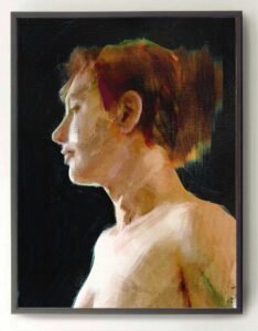 Upcoming Signs 31 contemporary female nude portrait painting for sale by Dario Moschetta