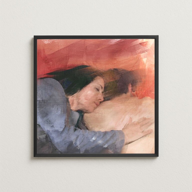 Resting Soul – intimate figurative painting on canvas by Dario Moschetta