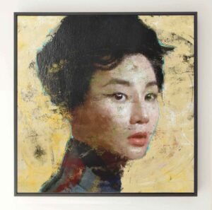 In the Mood for Love portrait painting displayed on wall