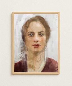 magical mystery modern mixed media portrait artwork framed view