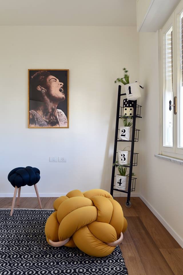 Billie Holiday portrait artwork by Dario Moschetta in a modern living room