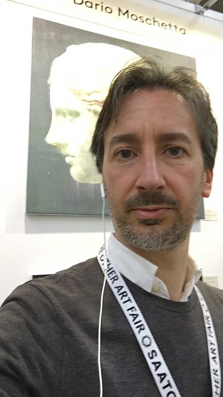 Dario Moschetta at his booth, The Other Art Fair London 2019