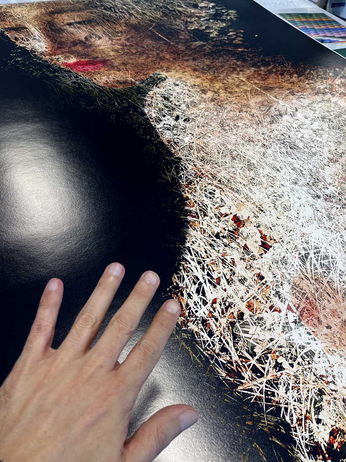 Close-up view of Portrait 438 large format fine art print by Dario Moschetta on Hahnemühle paper