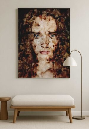 Large format contemporary portrait print Portrait 445 by Dario Moschetta, female mixed media fine art on cotton paper