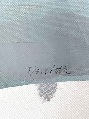 Close-up of signature on Silent Profile painting – female portrait artwork for sale by Dario Moschetta