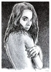 female ink portrait for sale titled 213B by Dario Moschetta, original drawing on 240gsm paper