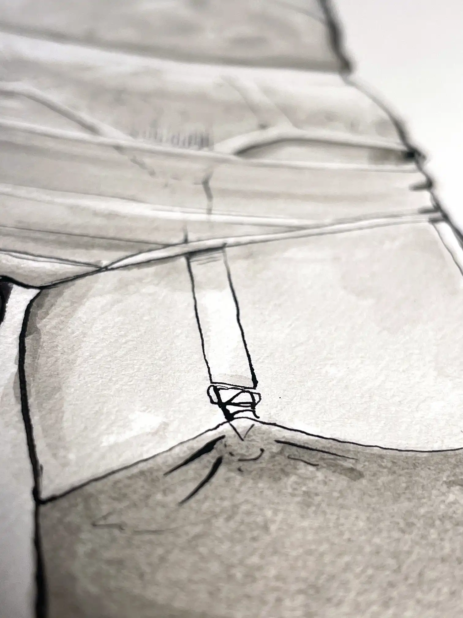 expressive ink texture and fabric folds in female lingerie drawing by Dario Moschetta