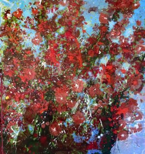 In Bloom abstract floral painting for sale by Dario Moschetta