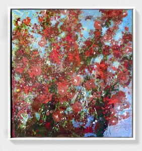 In Bloom contemporary abstract nature painting by Dario Moschetta, inspired by time and the randomness of natural forms