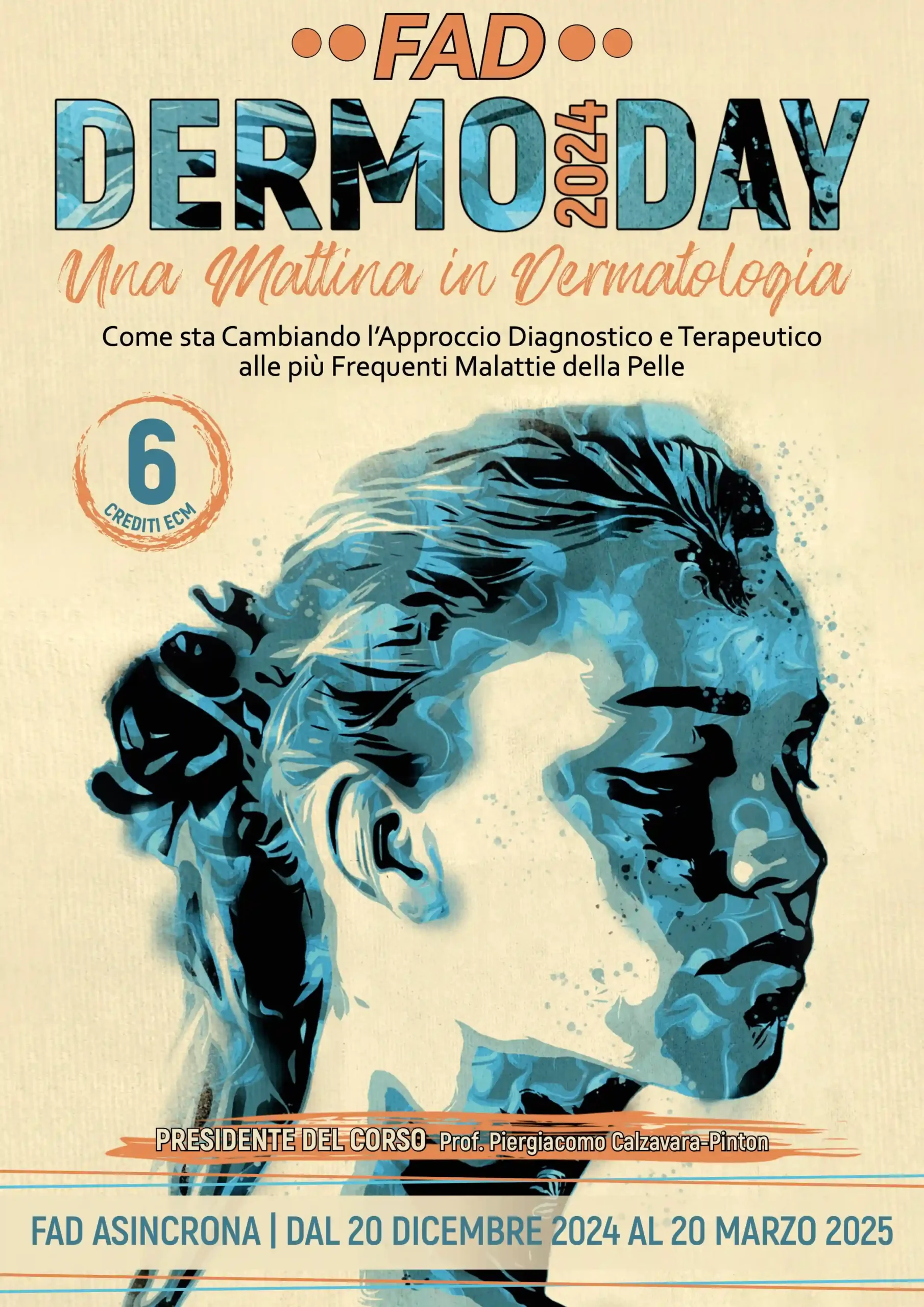 Dario Moschetta artwork featured on Dermoday 2024 dermatology event – official Congress Planning poster