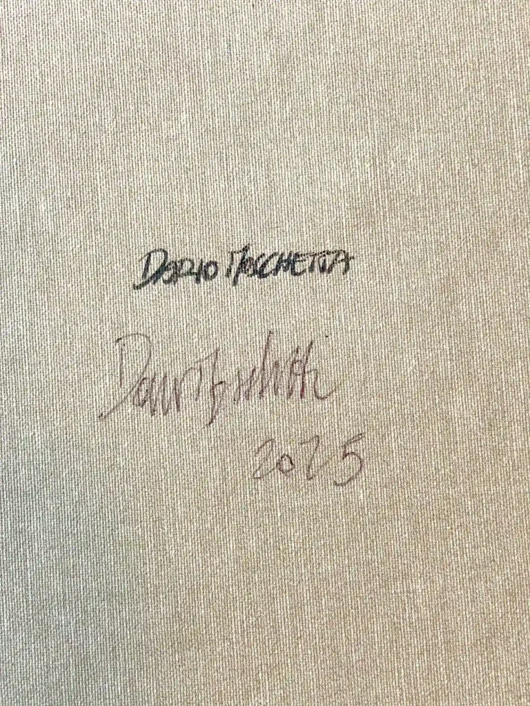 Signature and date on the back of abstract floral painting on canvas Bloomfall