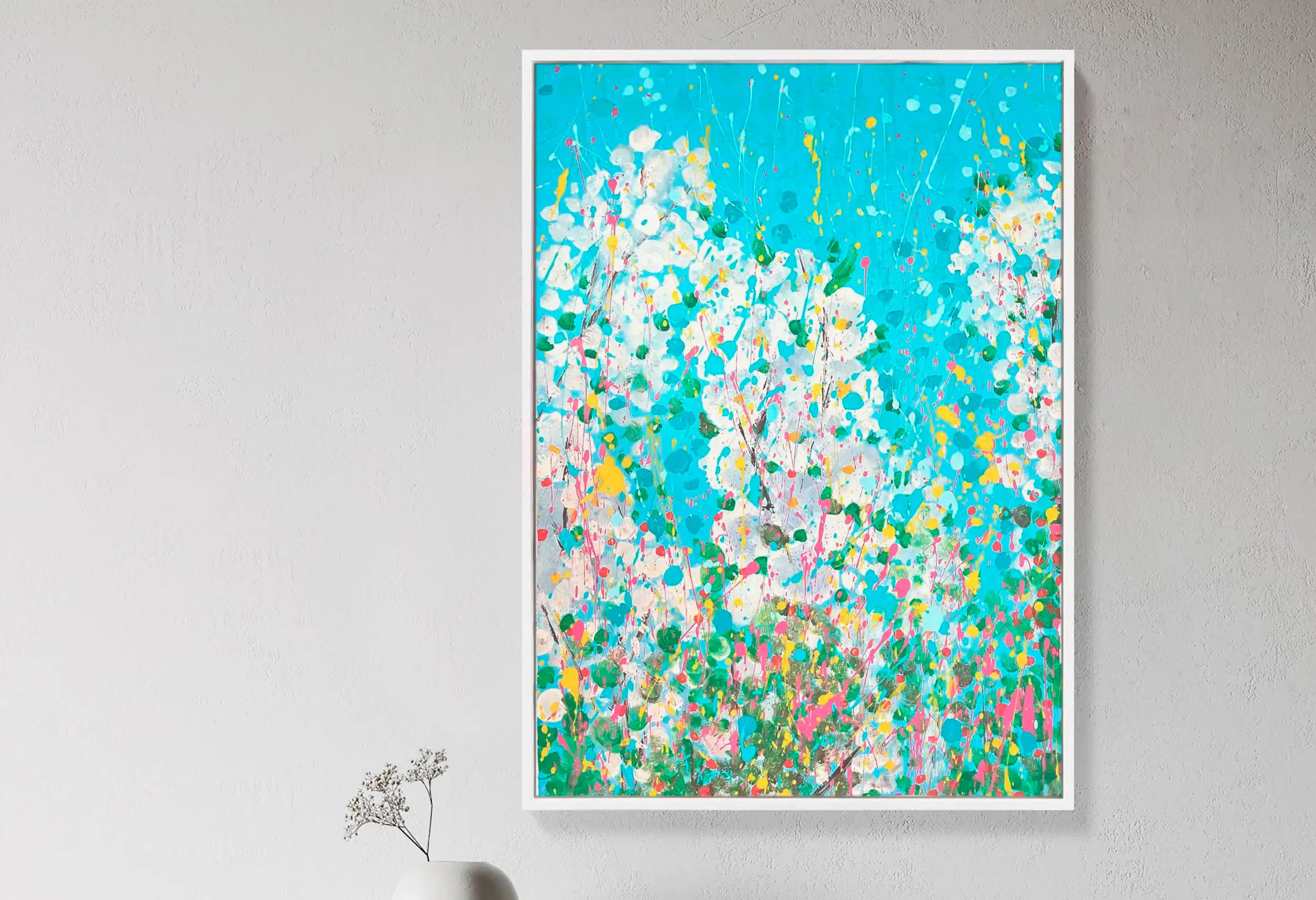 Sunlight Escape – original contemporary abstract floral painting by Dario Moschetta, live on Catawiki online auction