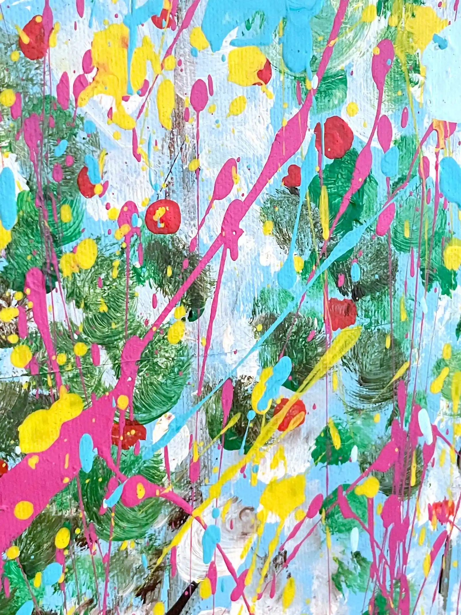 Close-up of a contemporary abstract painting by Dario Moschetta featured in an independent digital art auction