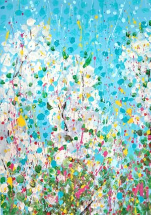 Light Escape – contemporary floral abstract painting by Dario Moschetta, Sunlight Blooms series (unframed view)