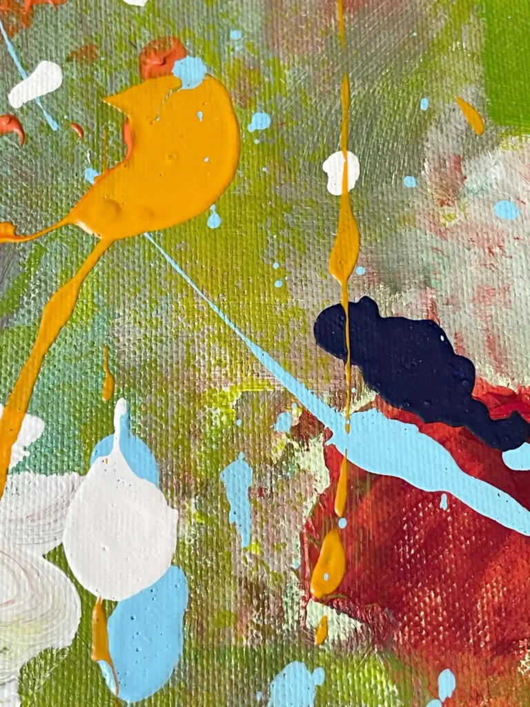 Detail of Traces of Light, contemporary abstract painting on canvas