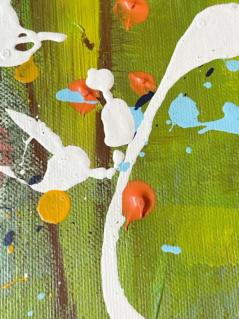 Close-up detail of Traces of Light contemporary abstract painting on canvas