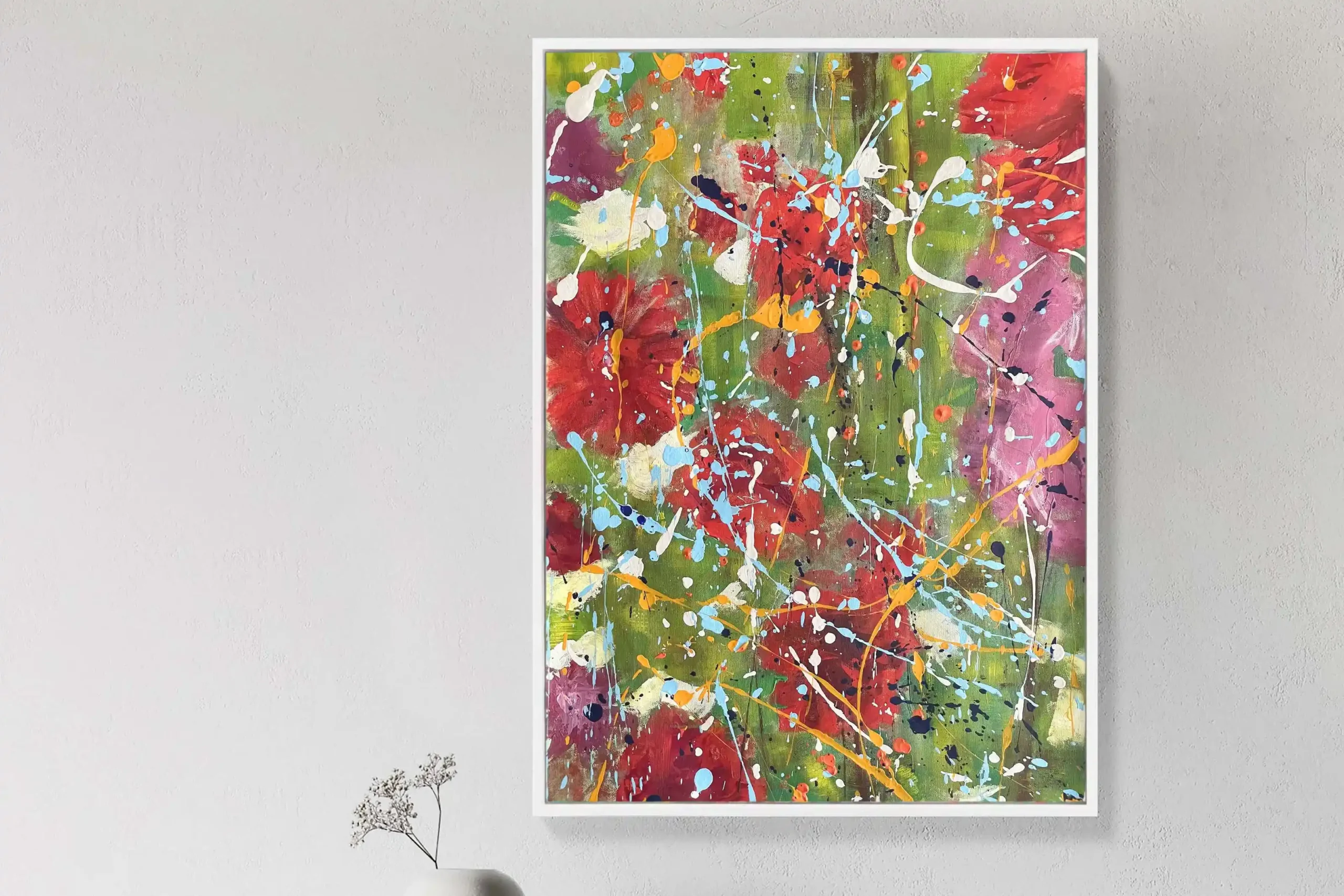 Contemporary abstract floral painting for sale by Dario Moschetta – Traces of Light view