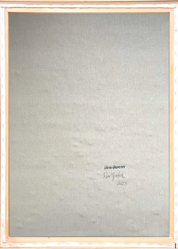 Back view of Blooming Glow original acrylic painting auction lot, signed and dated by the artist