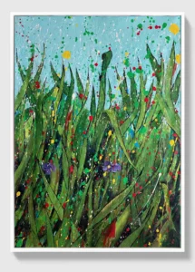 Rising Bloom contemporary acrylic painting exploring light, gesture, and nature