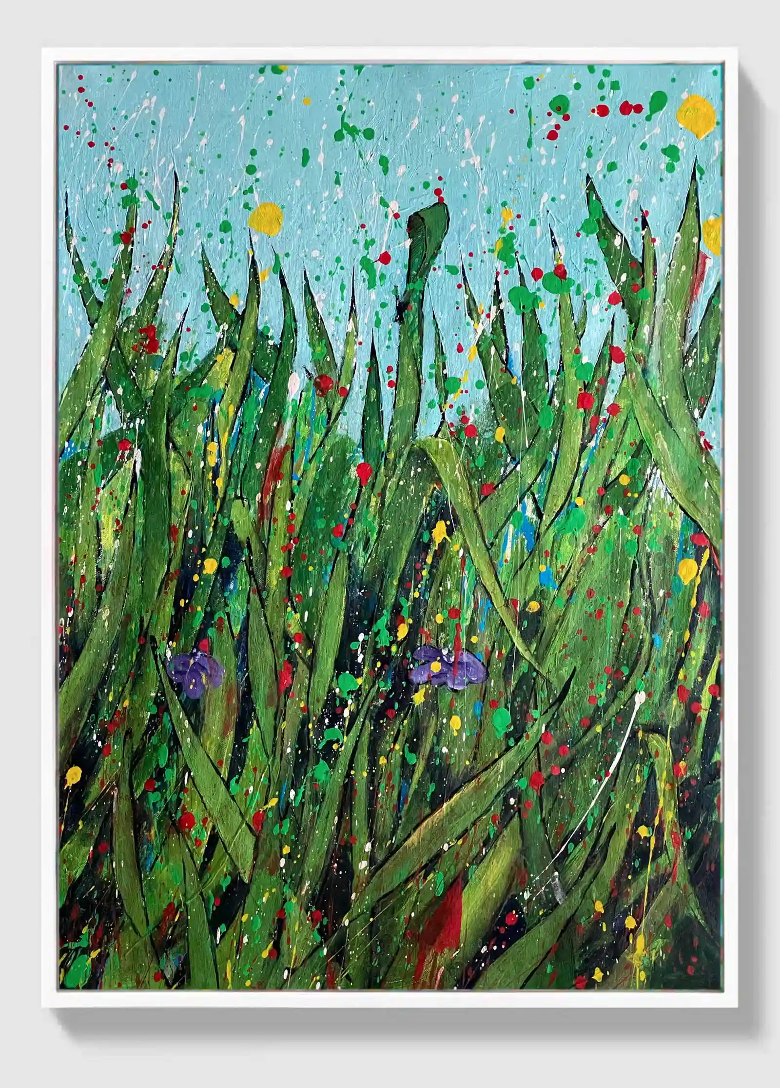 Sunlight Blooms art series, contemporary acrylic painting exploring nature, process, and material research