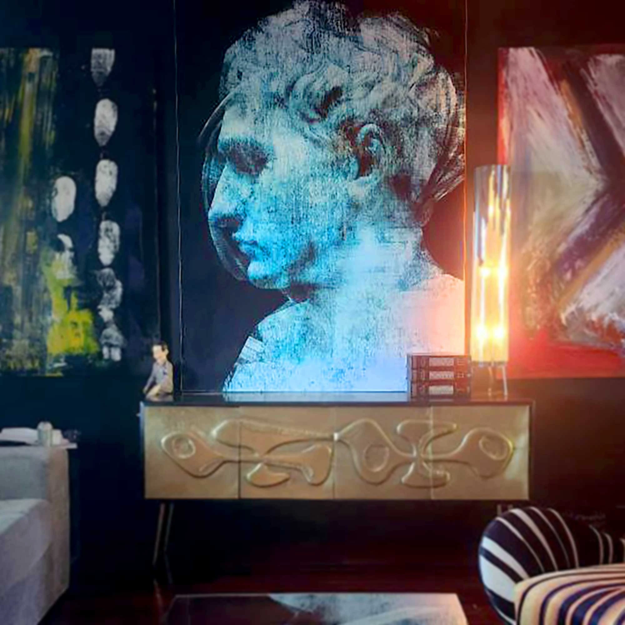 Contemporary figurative painting placed in a private Canadian interior, reflecting the permanence of collecting art