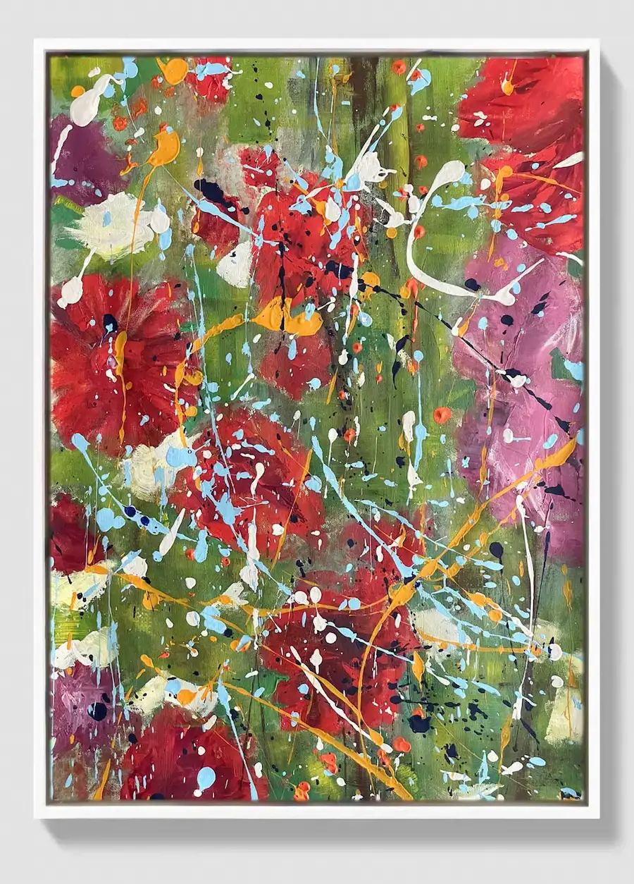 Original abstract floral painting for sale Traces of Light by Dario Moschetta
