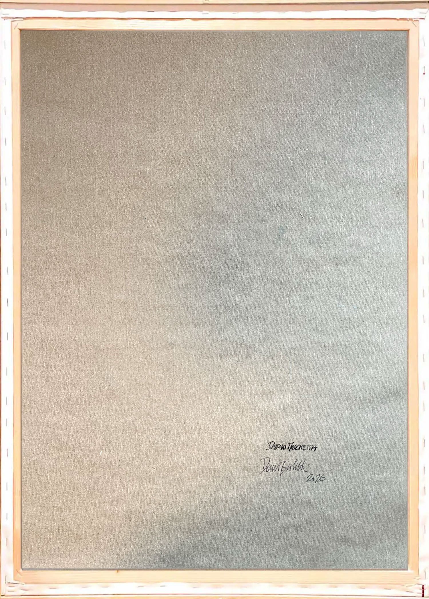 Back view of Rising Bloom, original abstract acrylic painting on canvas by Dario Moschetta