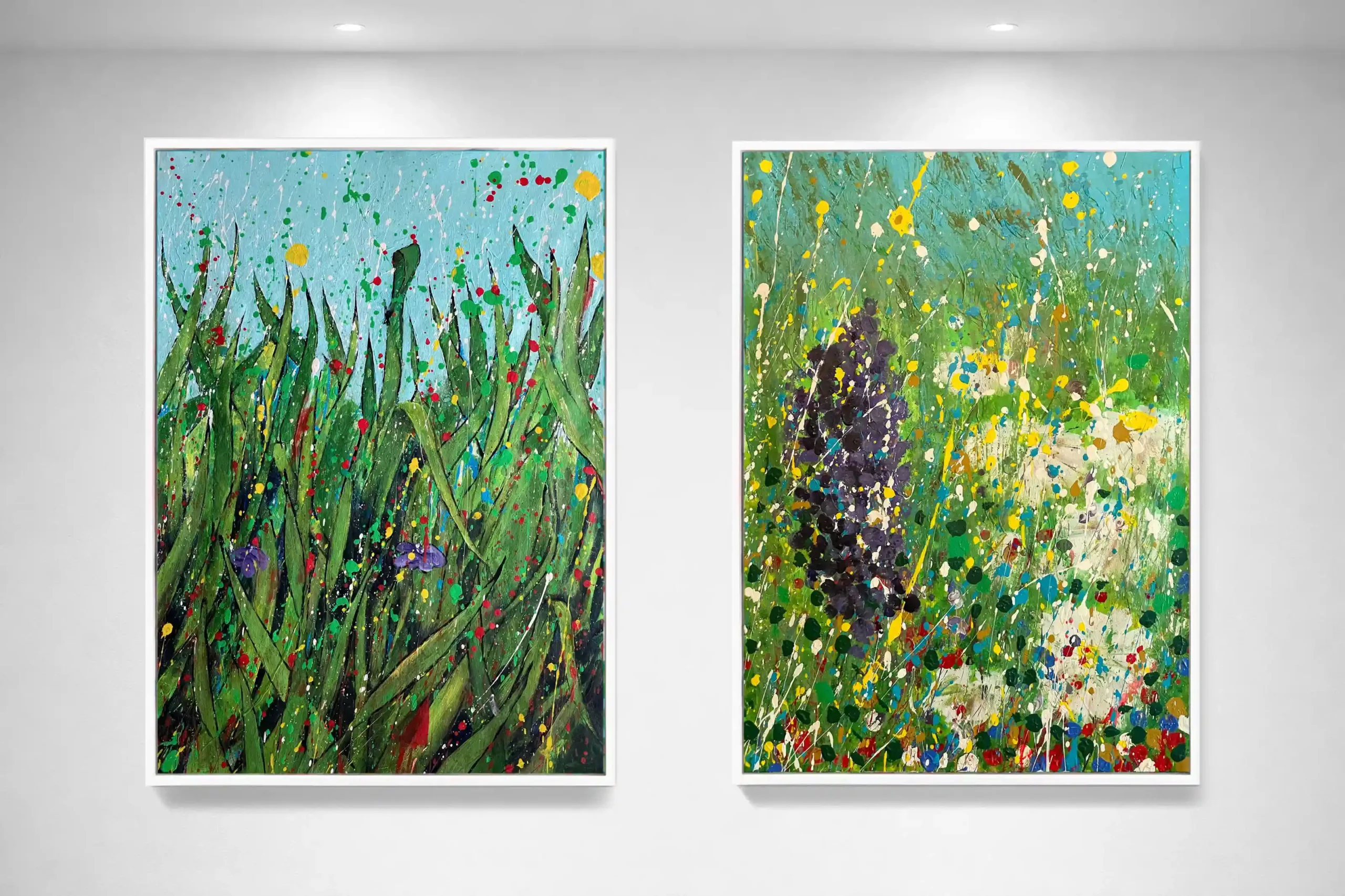 Sunlight Blooms V live acrylic abstract painting auction by Dario Moschetta