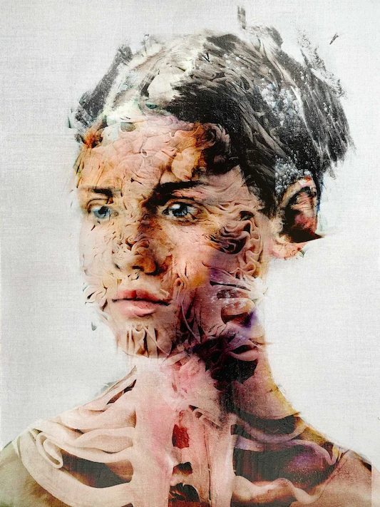 Portrait 457, mixed media painting sold in the USA by Dario Moschetta