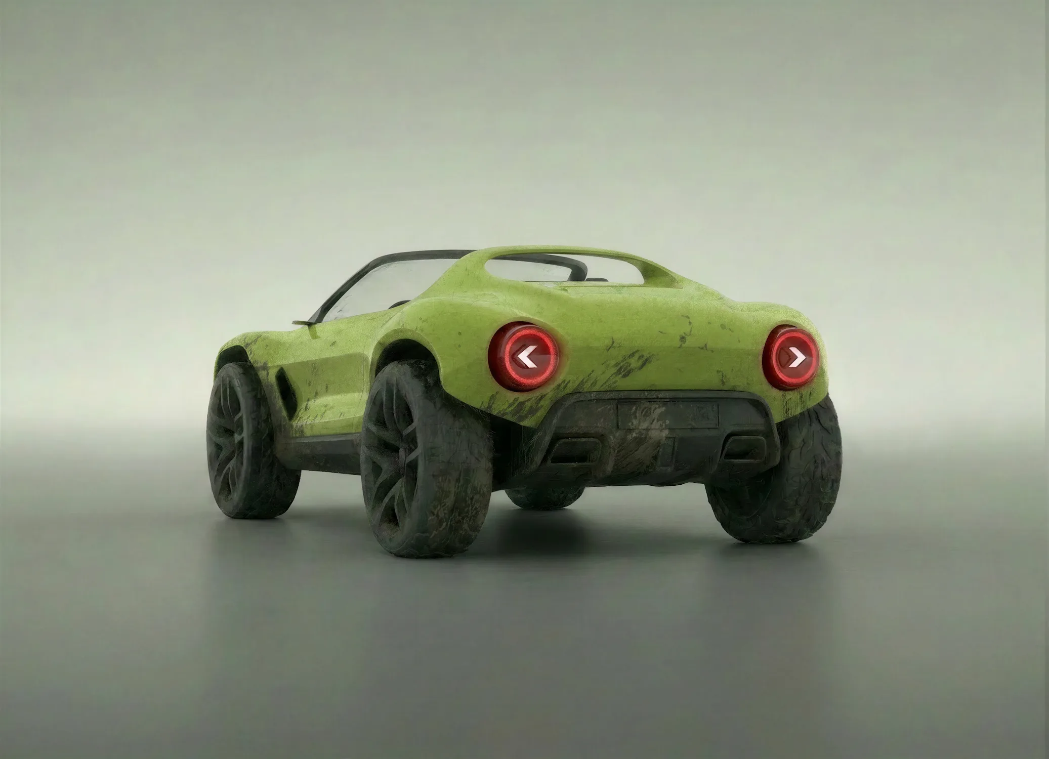 AI automotive design concept rear view showing proportions and lighting design