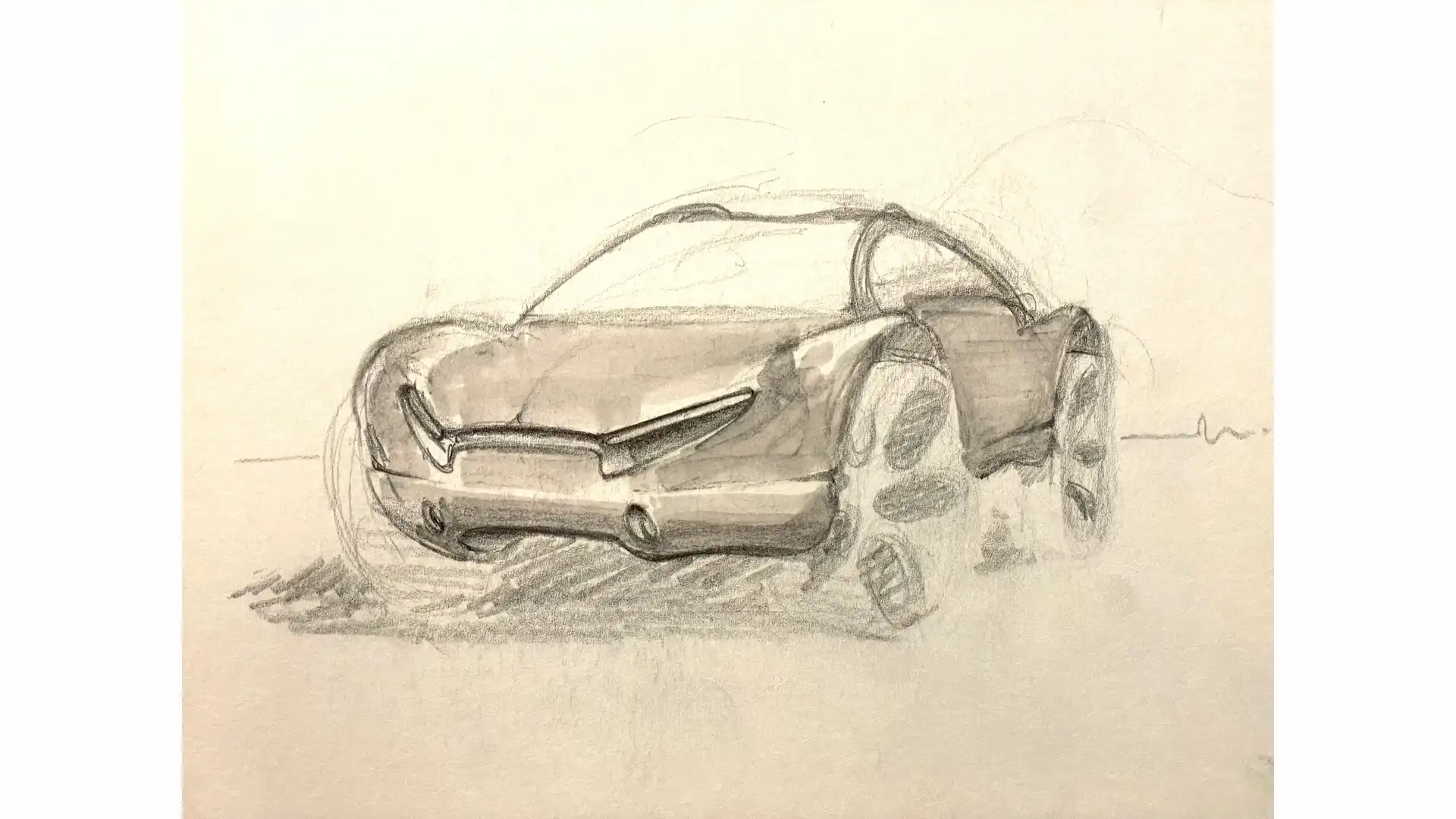 AI automotive design concept sketch showing early car design process by Dario Moschetta