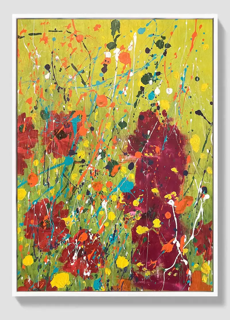 Blooming Glow, abstract floral painting on canvas by Dario Moschetta