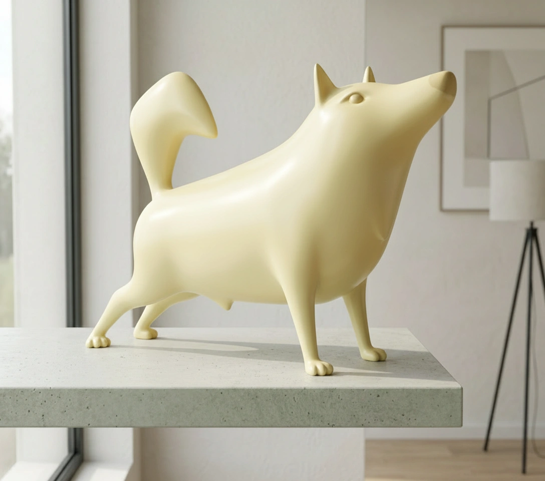 Yellow CanCan design object sculpture by artist Dario Moschetta