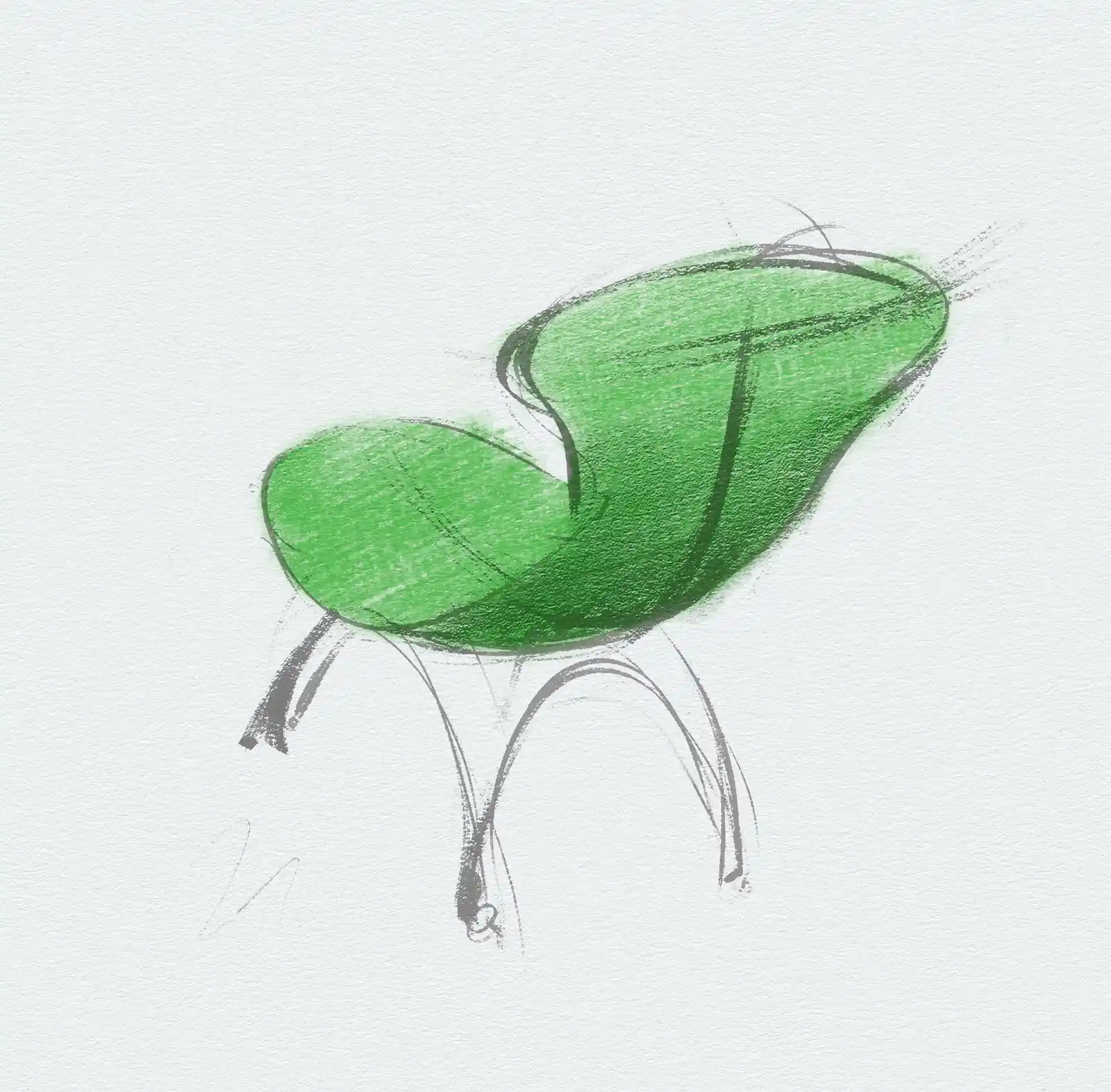 chair design concept sketch showing early design process and structure exploration