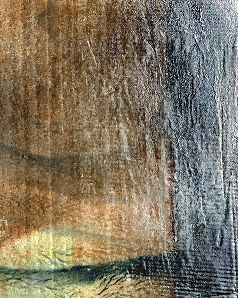 Texture detail of contemporary classical nude painting mixed media on canvas