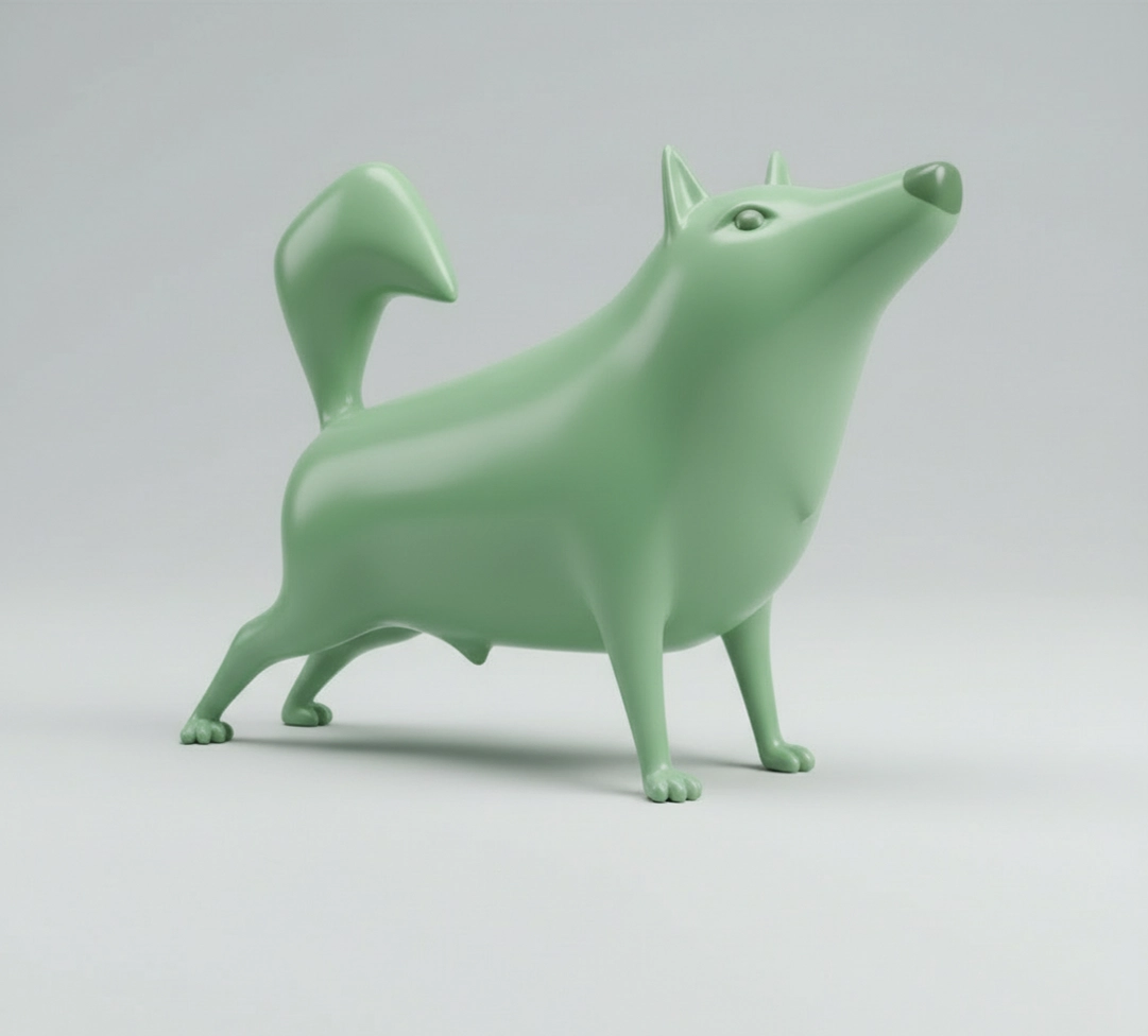 Front view of CanCan contemporary dog design sculpture