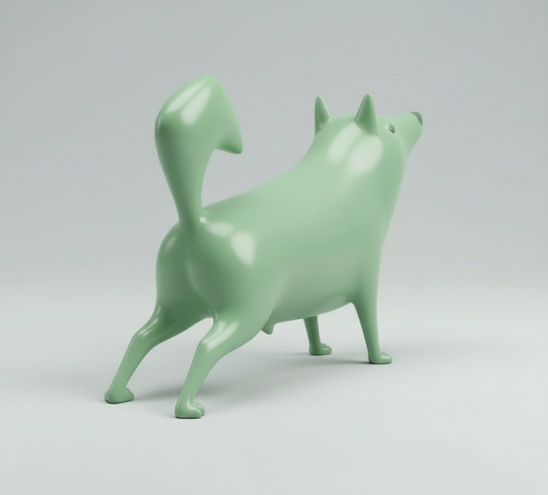 Rear view of CanCan contemporary dog sculpture