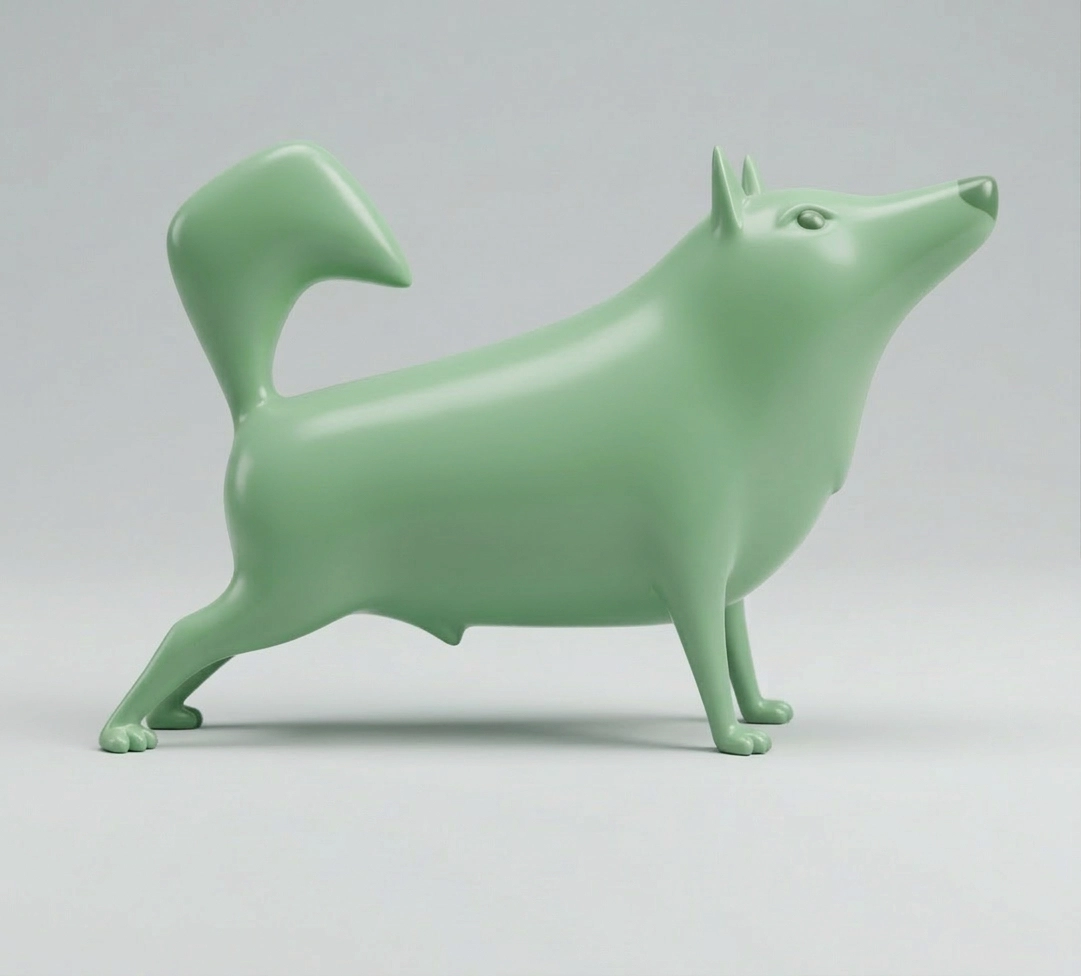 Side view of CanCan contemporary dog design sculpture